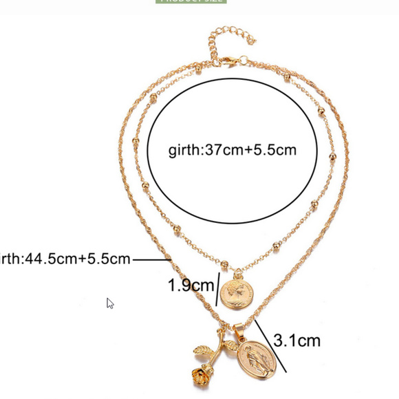 🍒 MAIRI Double Coin Rose 🥀 Necklace - Picture 2 of 4